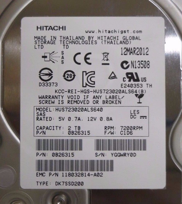 Dell EMC 2TB 6G 7.2K 3.5 SAS HDD 005049449 V3-VS07-020 For EMC VNX 5100 5300 Series Dell EMC 2TB 6G 7.2K 3.5 SAS HDD 005049449 V3-VS07-020 For EMC VNX 5100 5300 Series 1496579503 793 s l1600