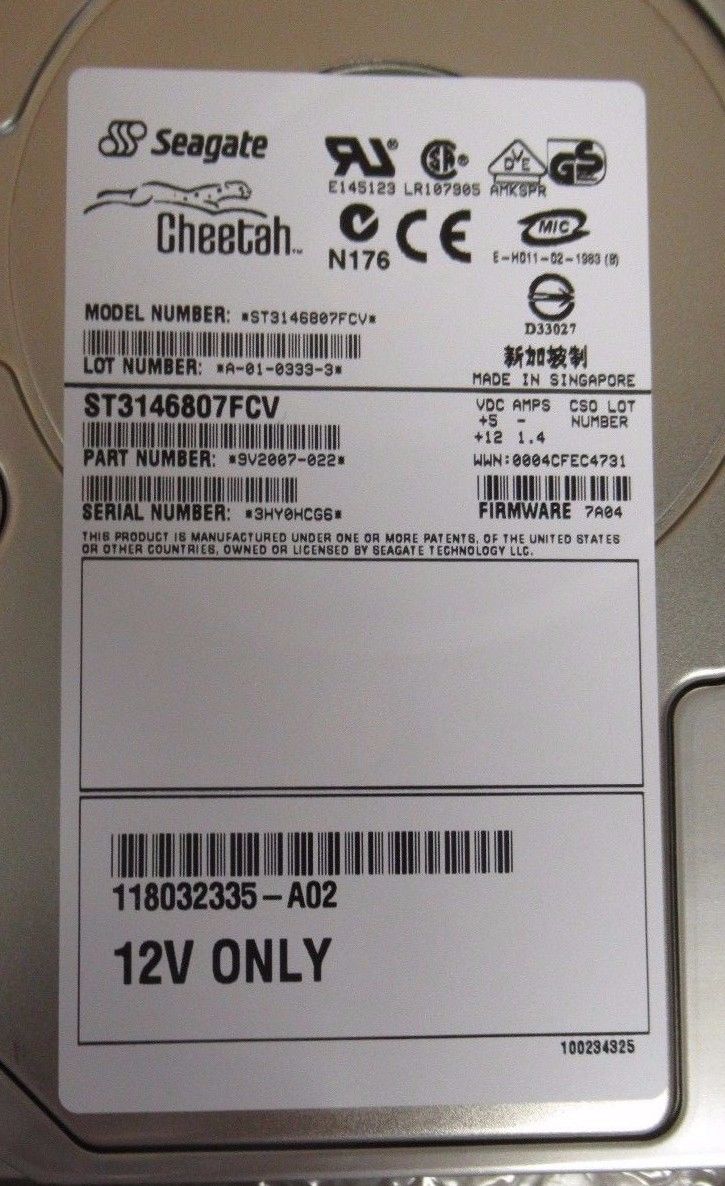 Dell EMC 005048128 146GB 10K 3.5-inch 2GB FC Hard drive Hot Plug Caddy ST31468707FCV Dell EMC 005048128 146GB 10K 3.5-inch 2GB FC Hard drive Hot Plug Caddy ST31468707FCV 1496868710 834 s l1600